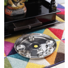 Silver Metal Puja Thali